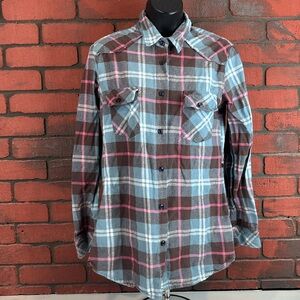 Matchstick Women's Medium Plaid Flannel Button-Down Shirt – Roll-Tab‎ Sleeves